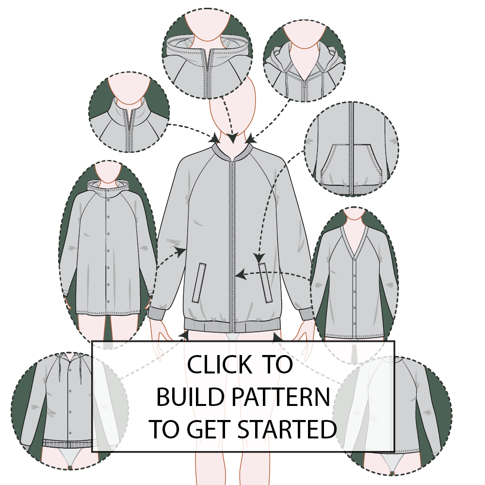 Women's Jacket Raglan Sleeve Pattern & Tech Pack