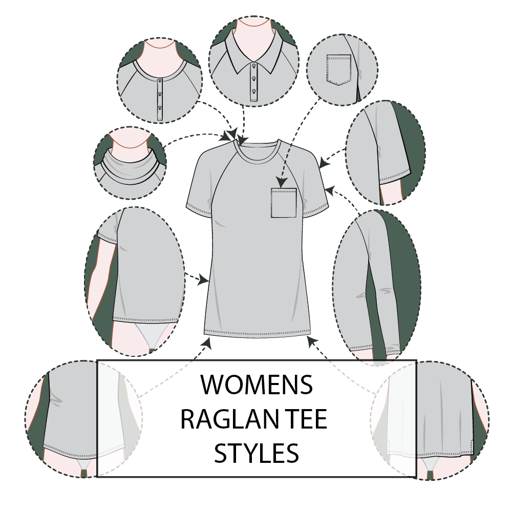 Women's T-Shirt Raglan Sleeve Pattern & Tech Pack