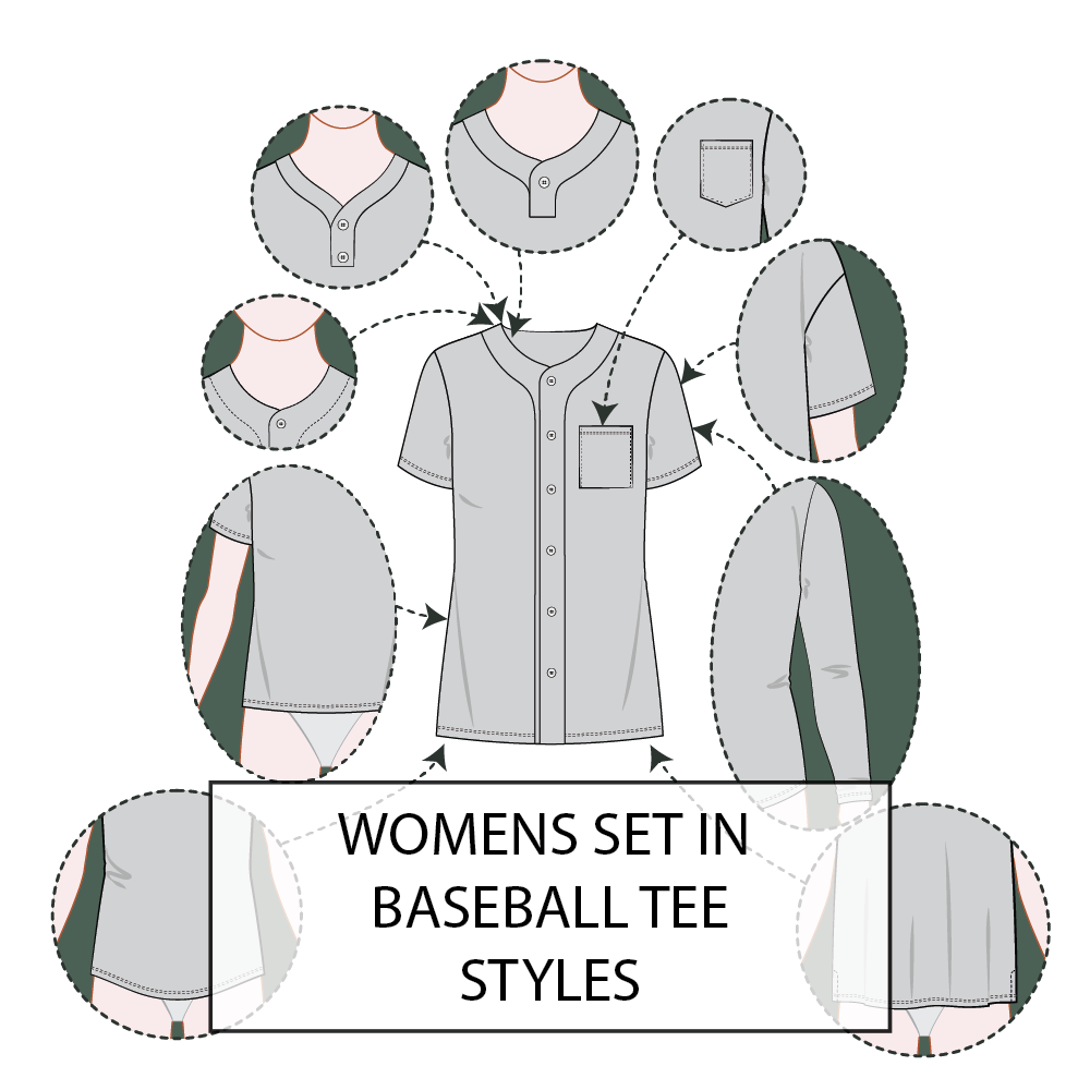 Women' Set-In Sleeve Baseball Jersey Pattern & Tech Pack