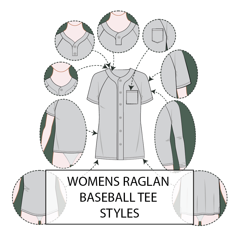 Women's Raglan Sleeve Baseball Jersey Pattern & Tech Pack