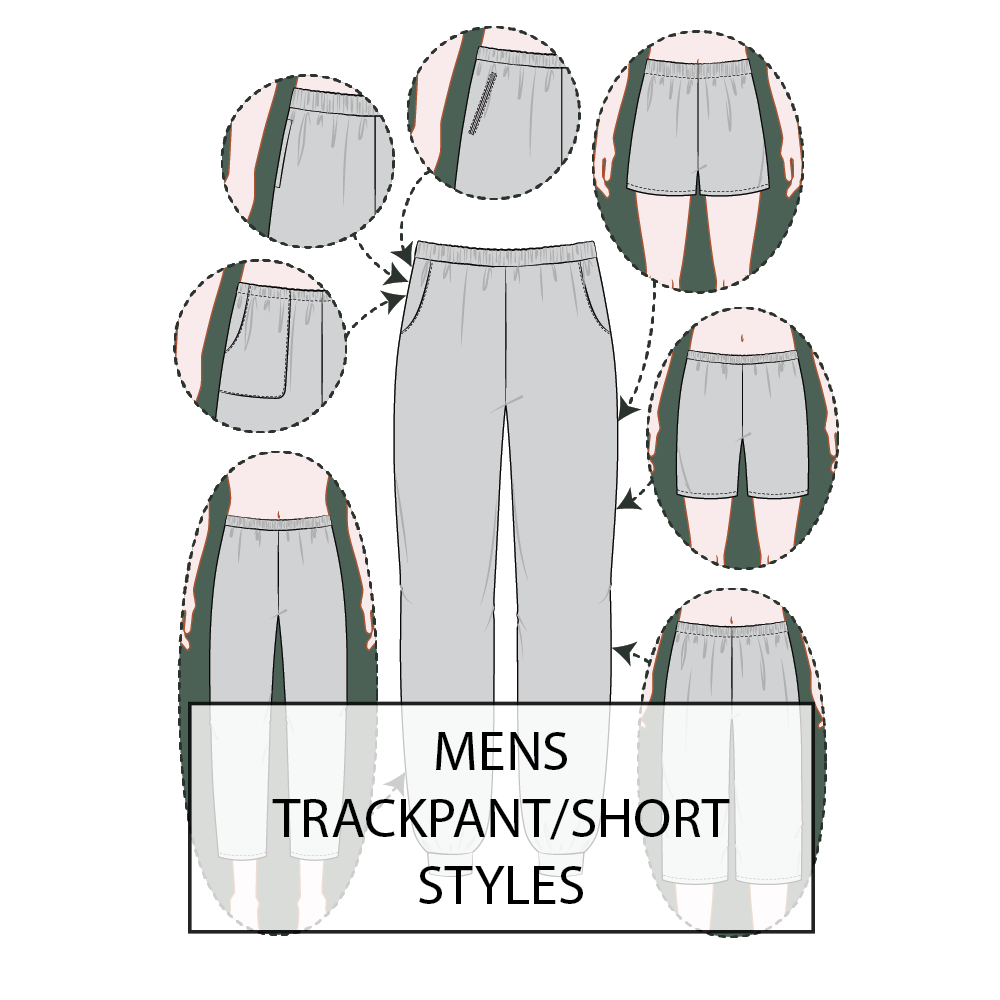 Men's Track Pants / Shorts Pattern & Tech Pack