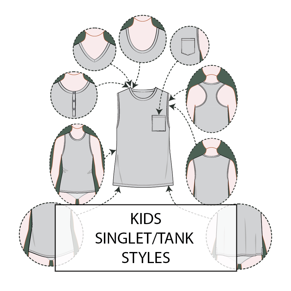 Kid's Singlet / Tank Top Pattern & Tech Pack