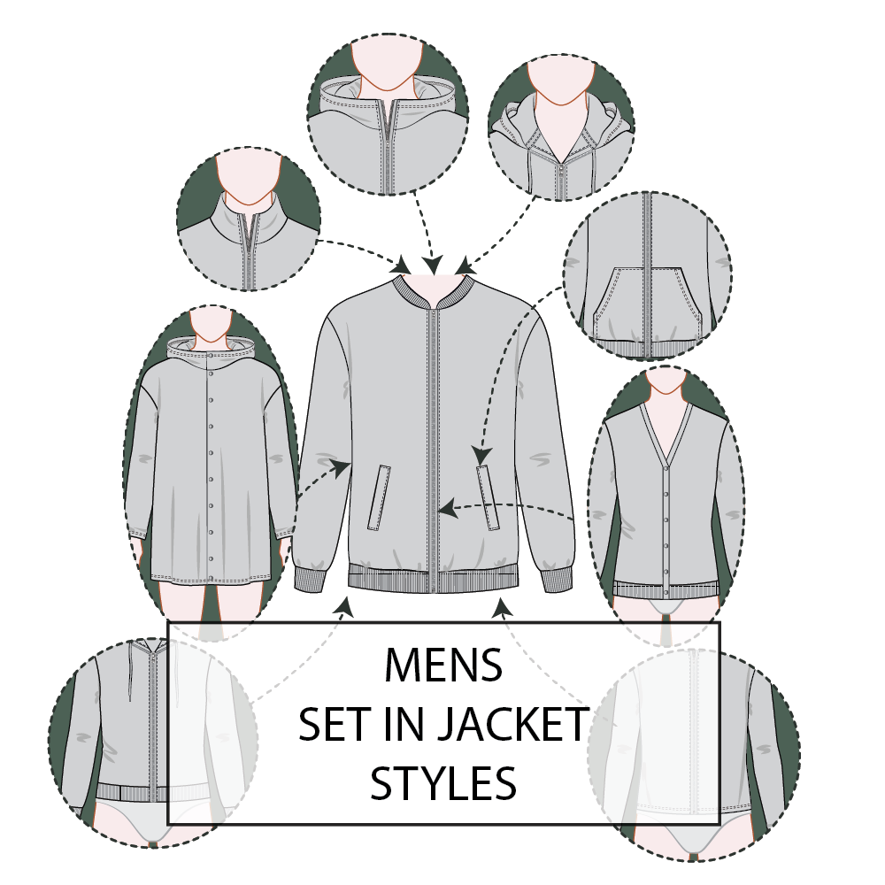 Men's Jacket Set In Sleeve Pattern & Tech Pack