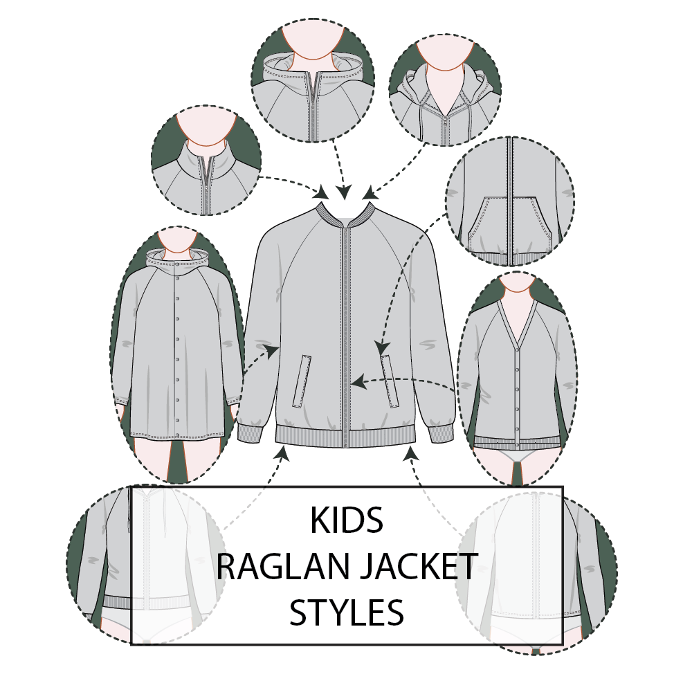 Kid's Jacket Raglan Sleeve Pattern & Tech Pack