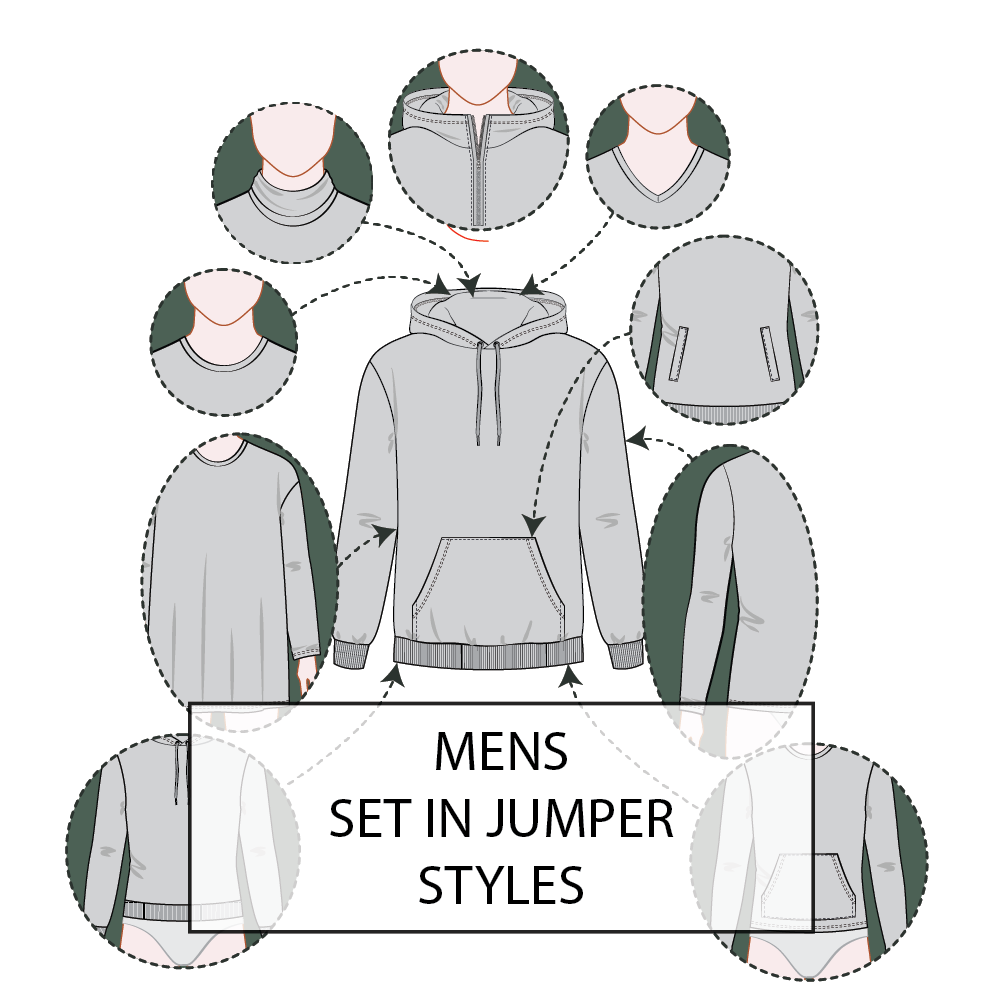 Men's Jumper Set In Sleeve Pattern & Tech Pack