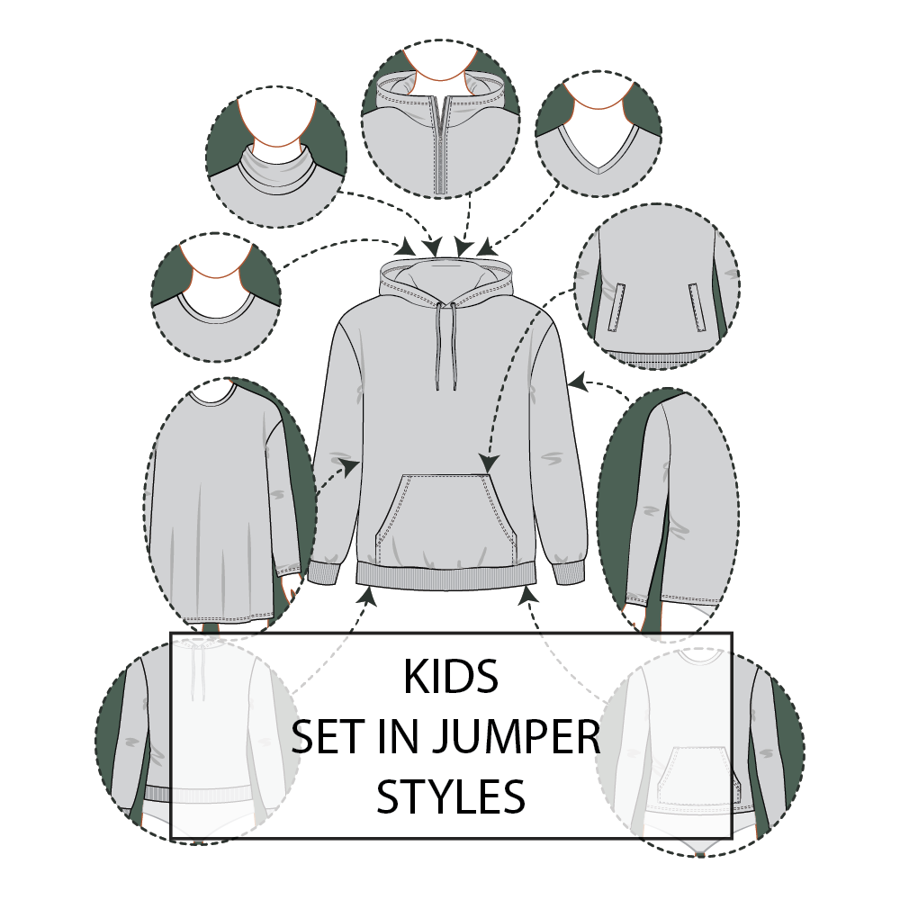 Kid's Jumper Set In Sleeve Pattern & Tech Pack