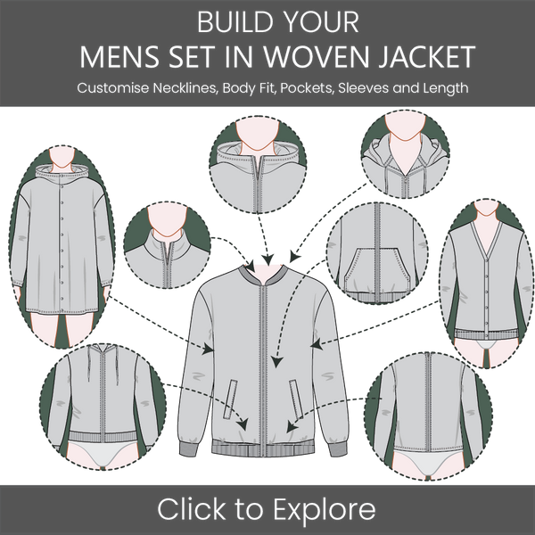 Men's Woven Casual Jacket Set-In Sleeve Pattern & Tech Pack