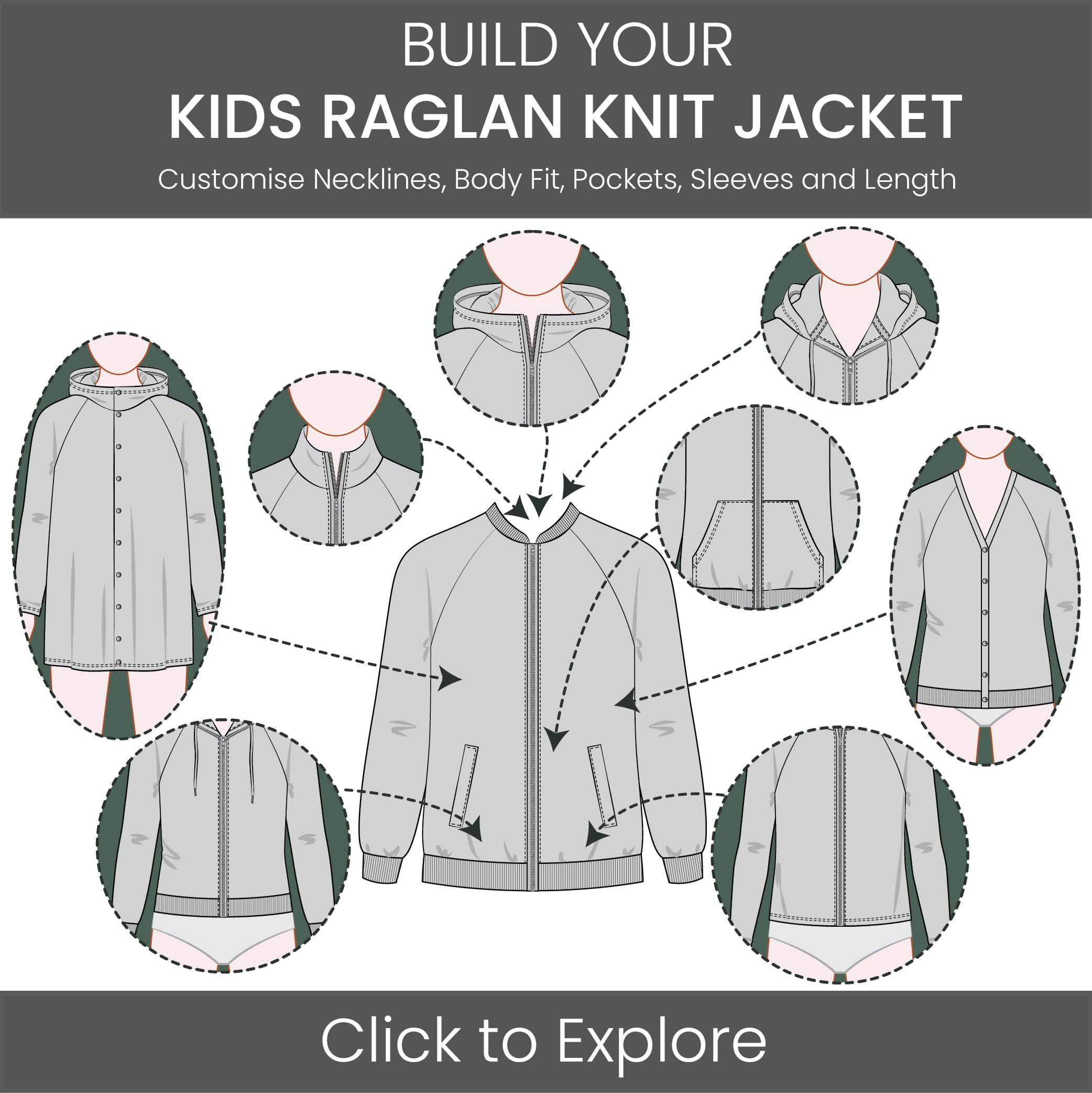 Kid's Jacket Raglan Sleeve Pattern & Tech Pack
