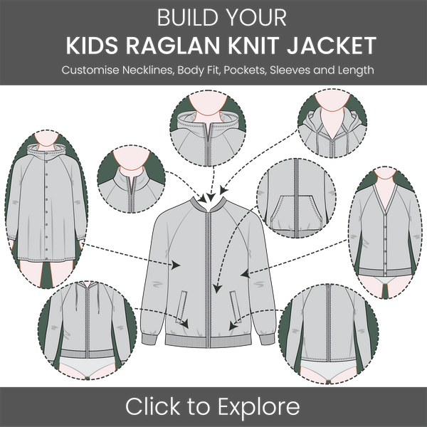 Kid's Jacket Raglan Sleeve Pattern & Tech Pack