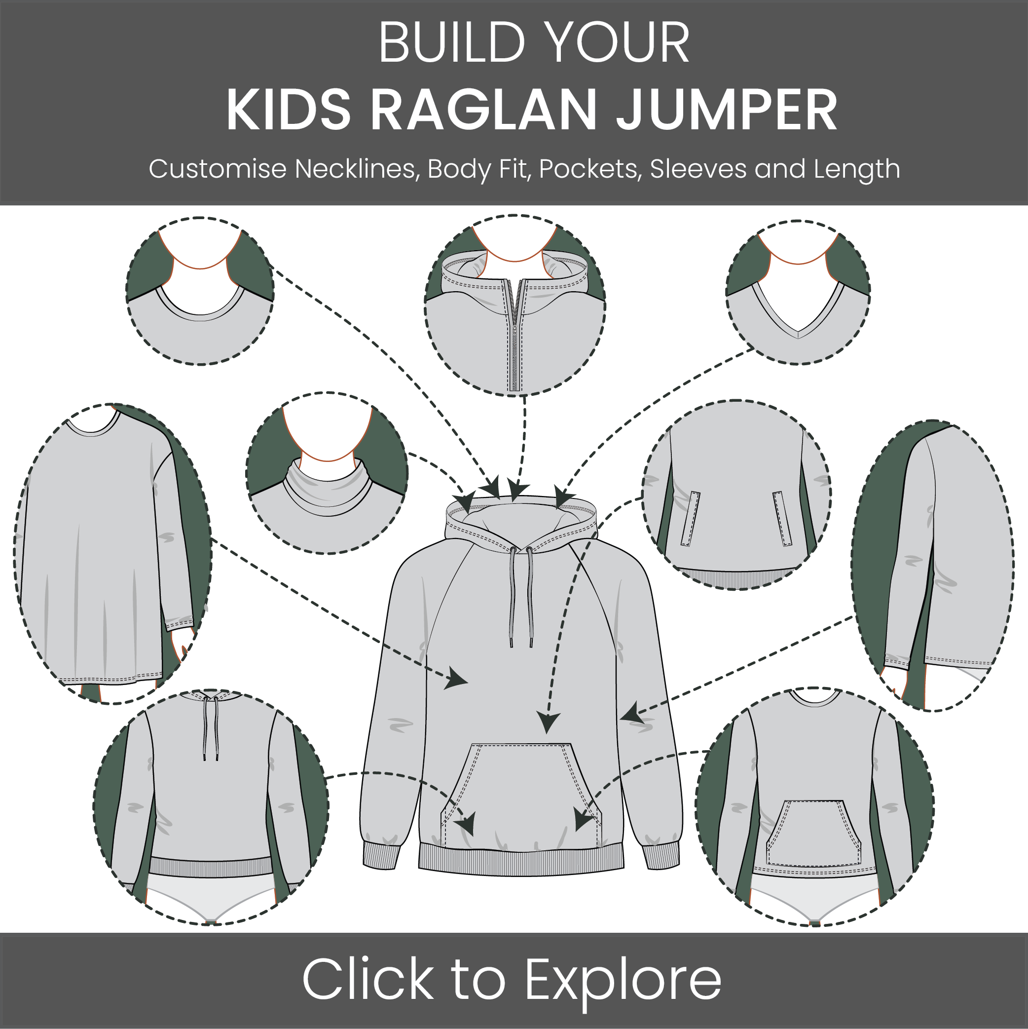 Kid's Jumper Raglan Sleeve Pattern & Tech Pack
