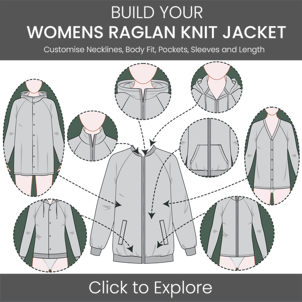 Women's Jacket Raglan Sleeve Pattern & Tech Pack