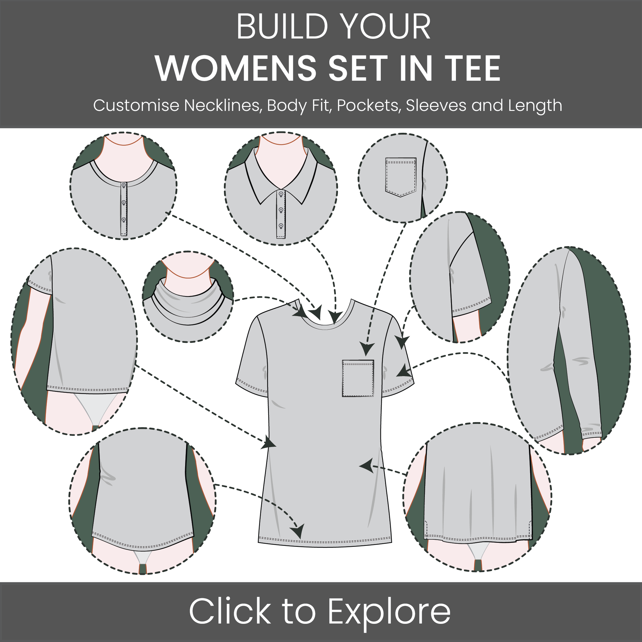 Women's T-Shirt Set-In Sleeve Pattern & Tech Pack