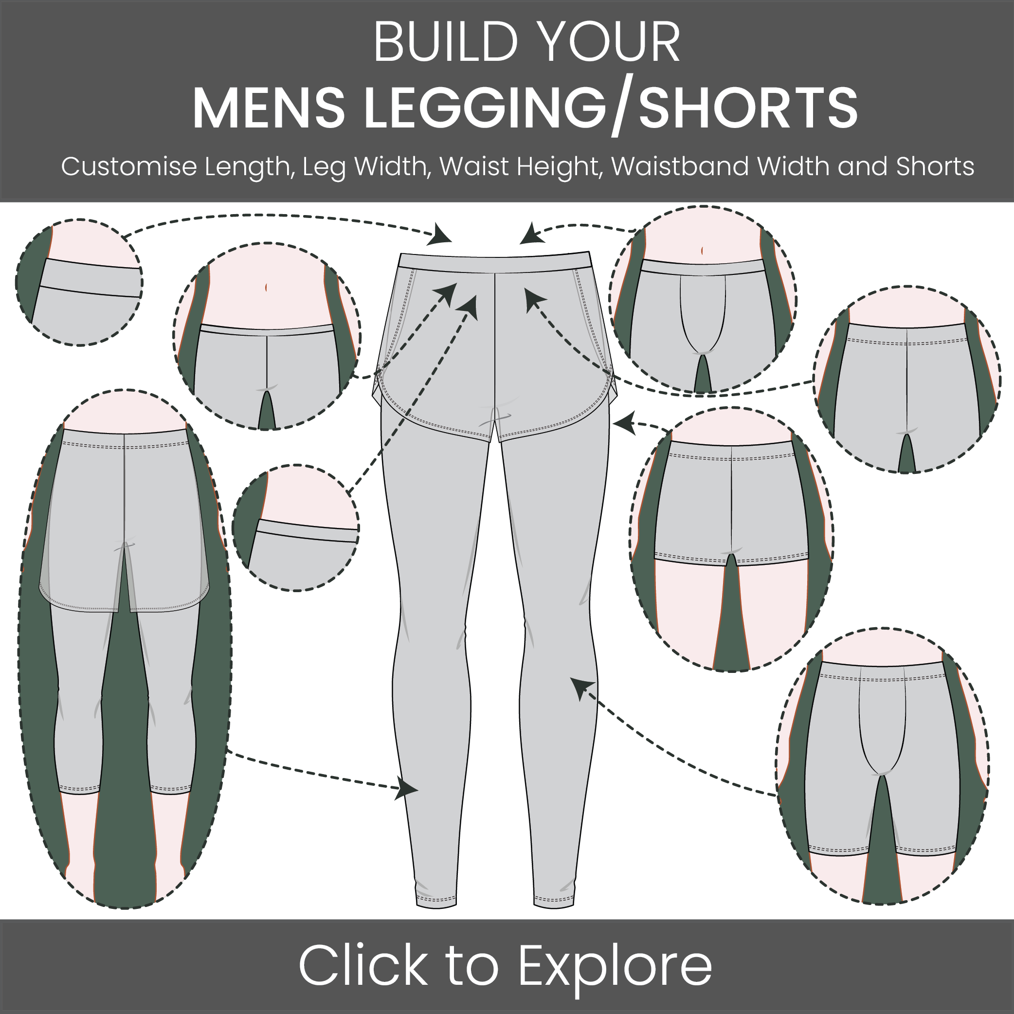 Men's Leggings with over Short Pattern & Tech Pack
