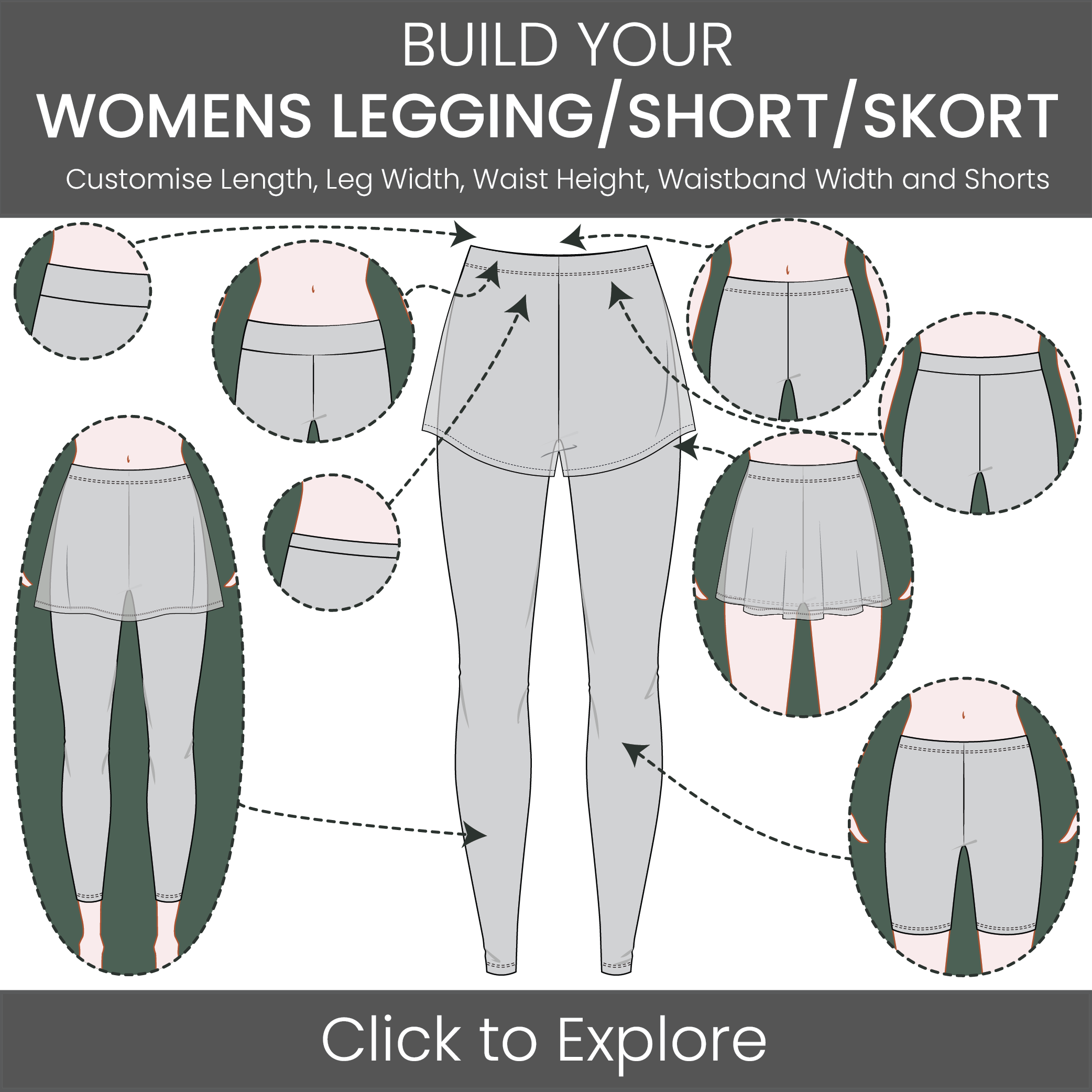Women's Leggings with over Skirt/Short Pattern & Tech Pack