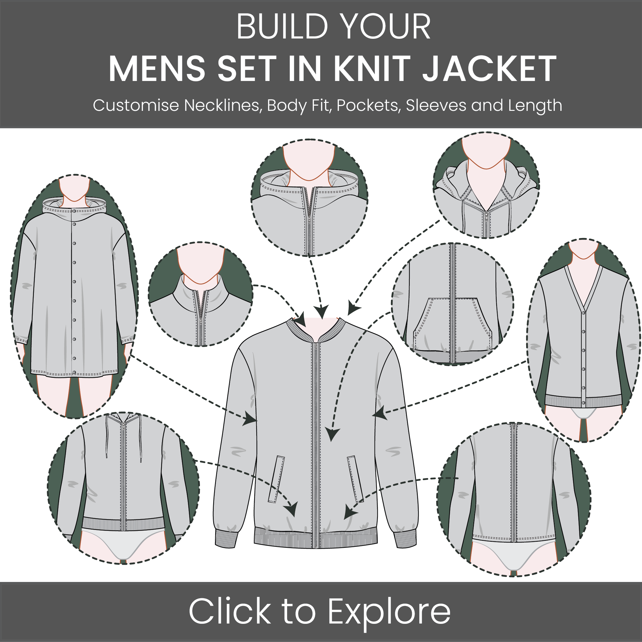 Men's Jacket Set In Sleeve Pattern & Tech Pack