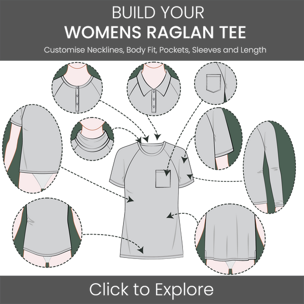 Women's T-Shirt Raglan Sleeve Pattern & Tech Pack