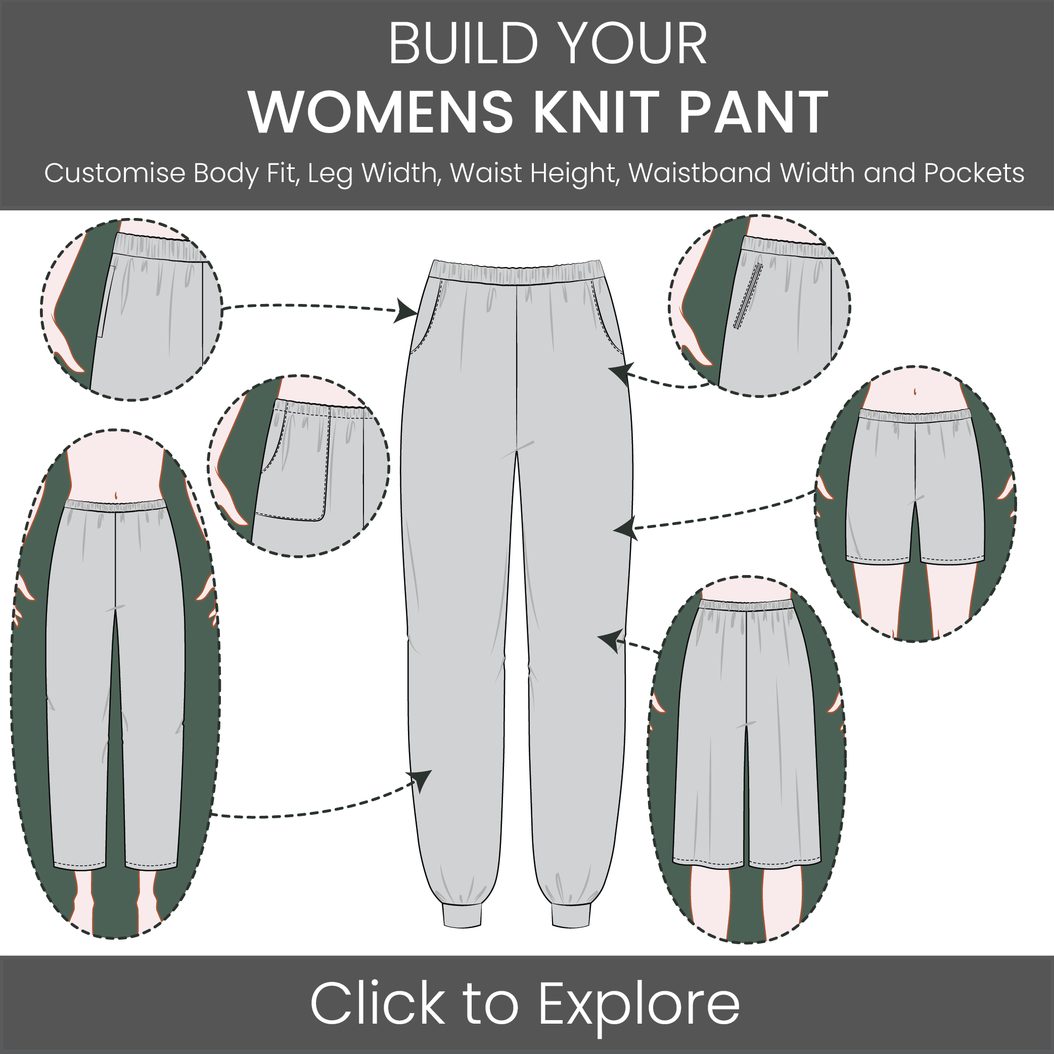 Women's Track Pants / Shorts Pattern & Tech Pack