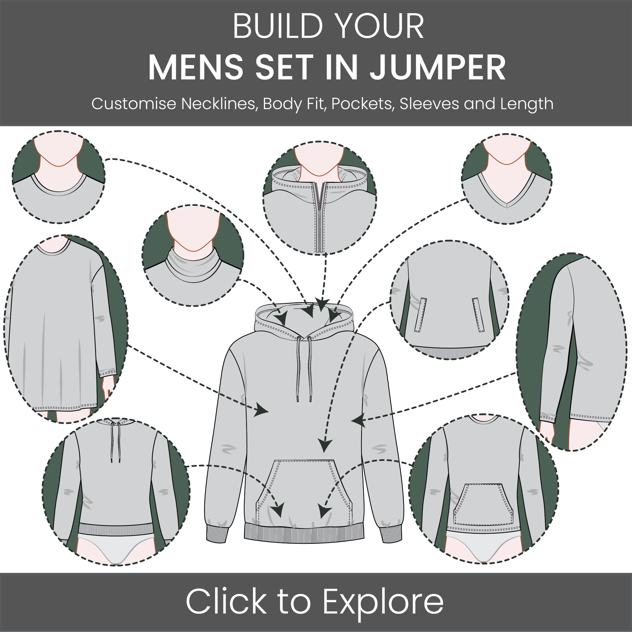 Men's Jumper Set In Sleeve Pattern & Tech Pack