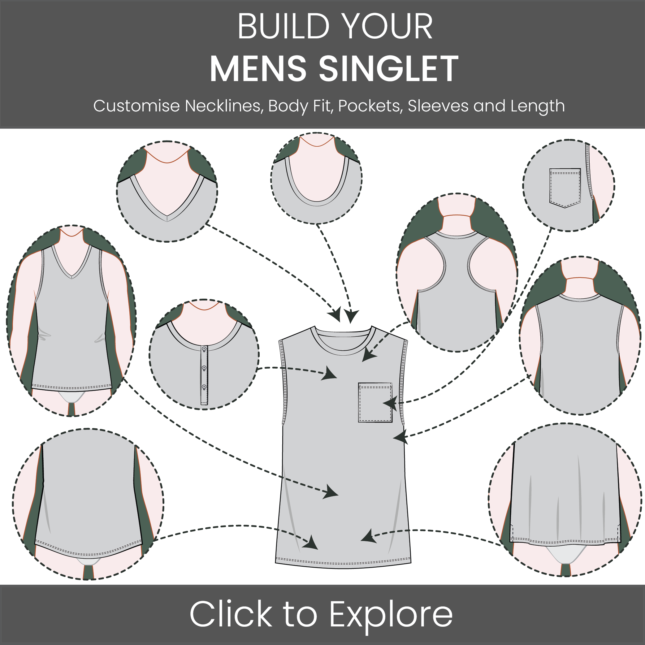 Men's Singlet / Tank Top Pattern & Tech Pack