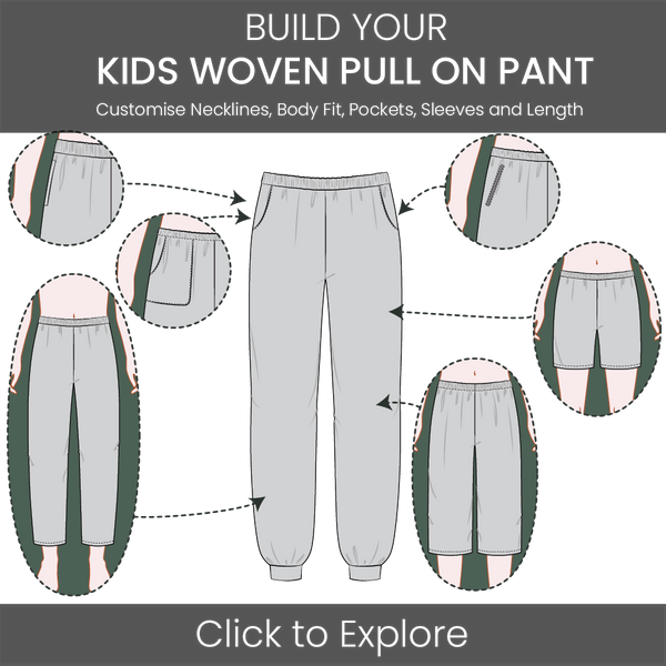 Kid's Woven Pull on Pant Pattern & Tech Pack