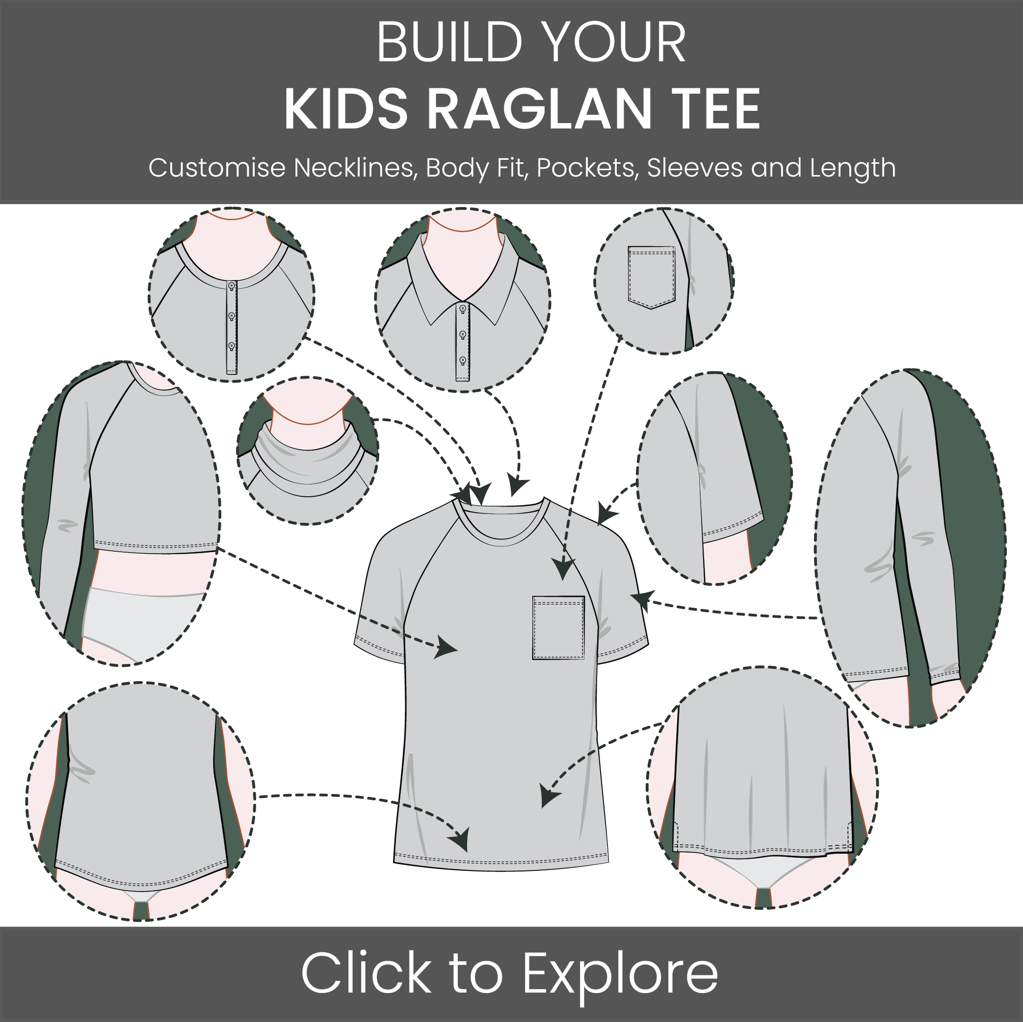 Kid's T-Shirt Raglan Sleeve Pattern & Tech Pack