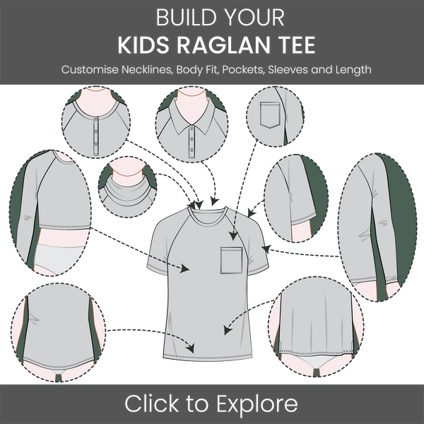 Kid's T-Shirt Raglan Sleeve Pattern & Tech Pack