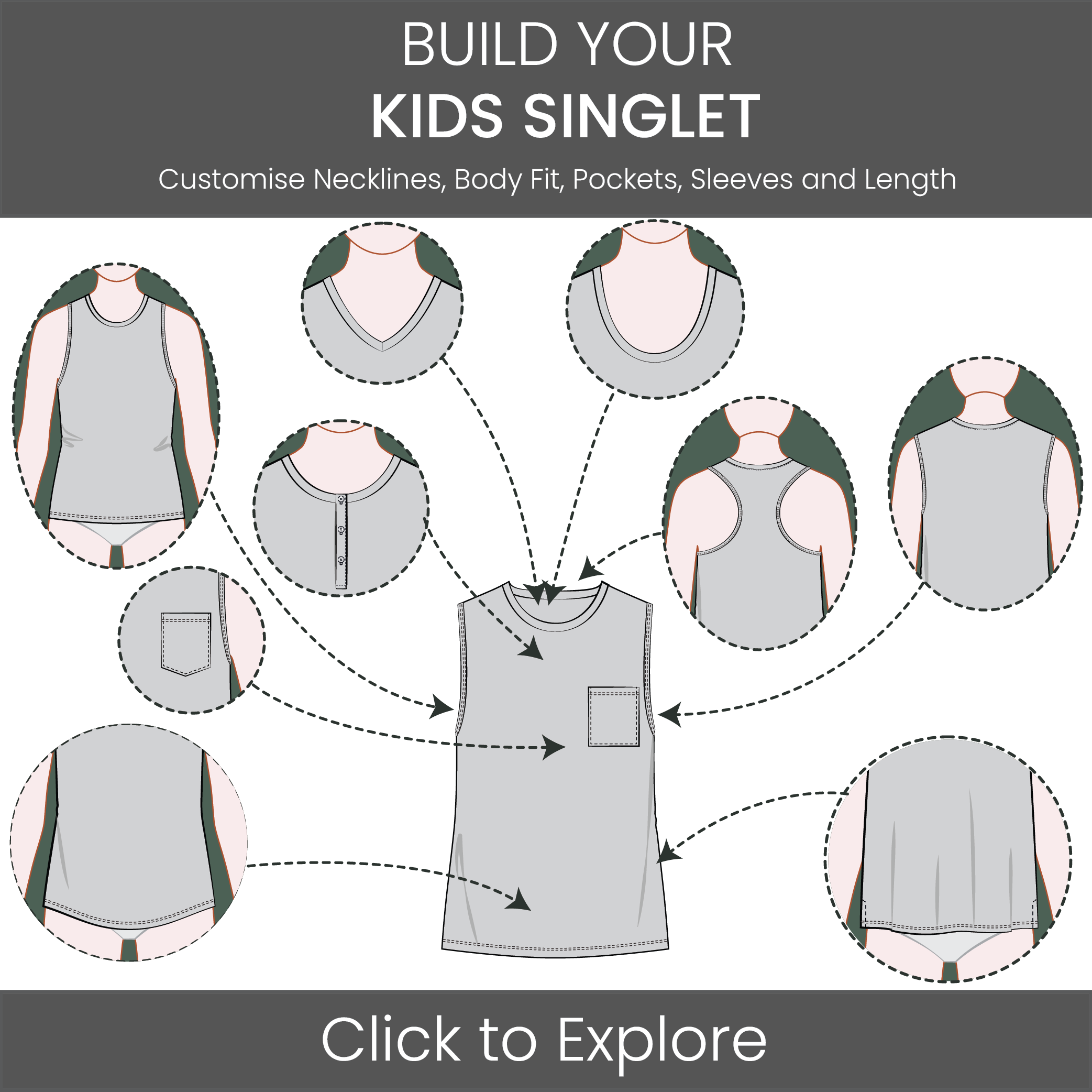 Kid's Singlet / Tank Top Pattern & Tech Pack