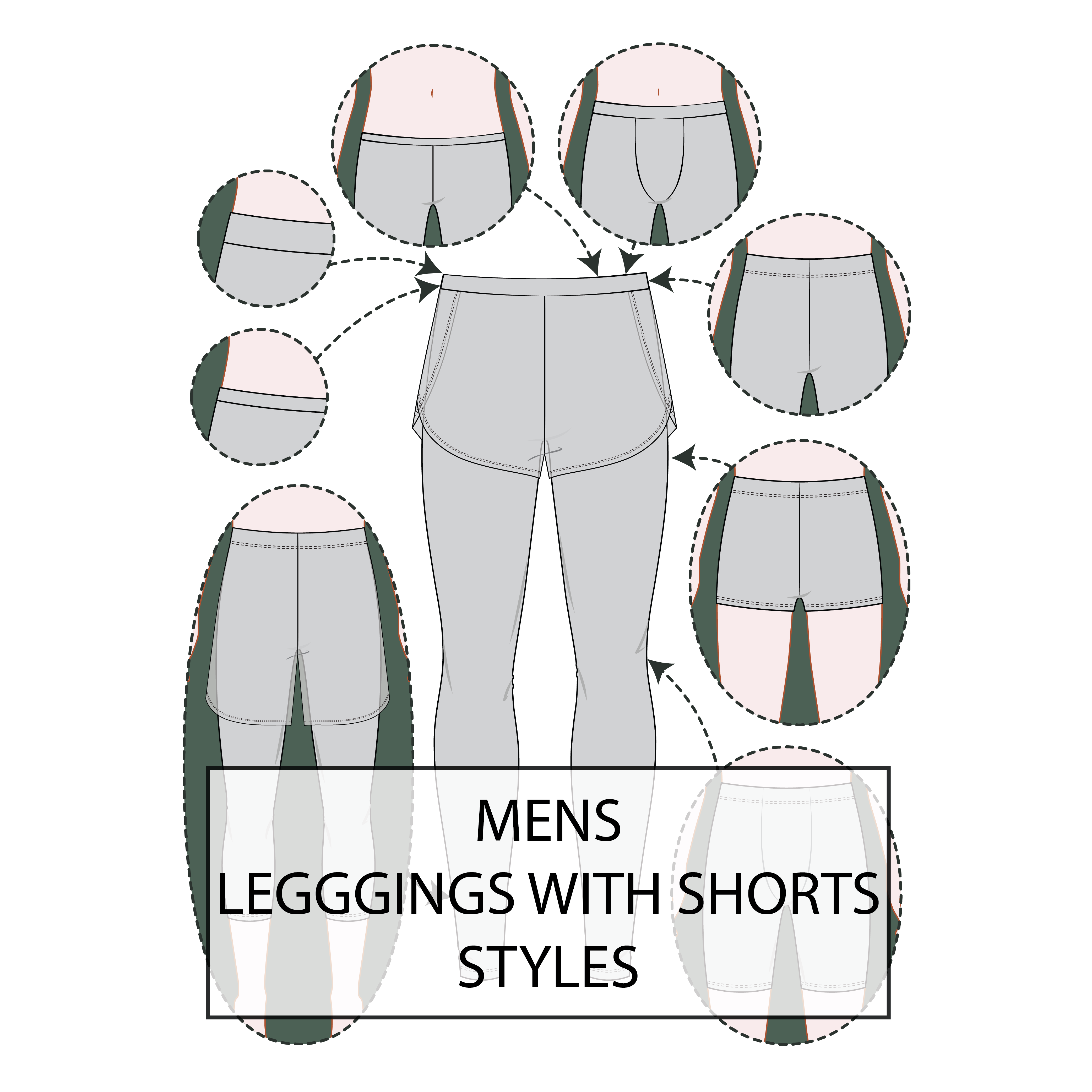 Men's Leggings with over Short Pattern & Tech Pack