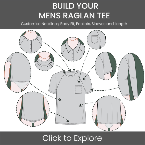 Men's T-Shirt Raglan Sleeve Pattern & Tech Pack