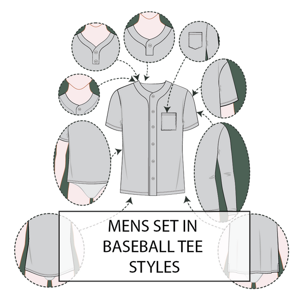 Men's Set-In Sleeve Baseball Jersey Pattern & Tech Pack