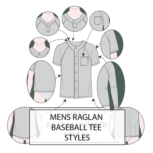 Men's Raglan Sleeve Baseball Jersey Pattern & Tech Pack