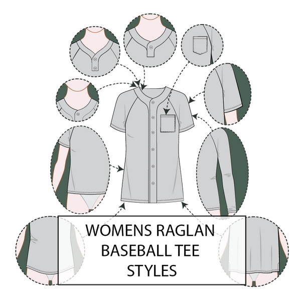 Women's Raglan Sleeve Baseball Jersey Pattern & Tech Pack
