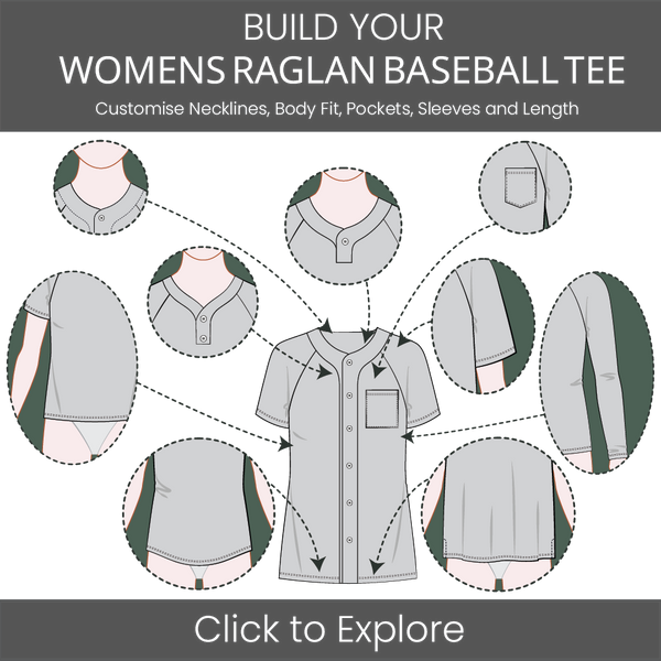 Women's Baseball Jersey Raglan Sleeve Pattern & Tech Pack