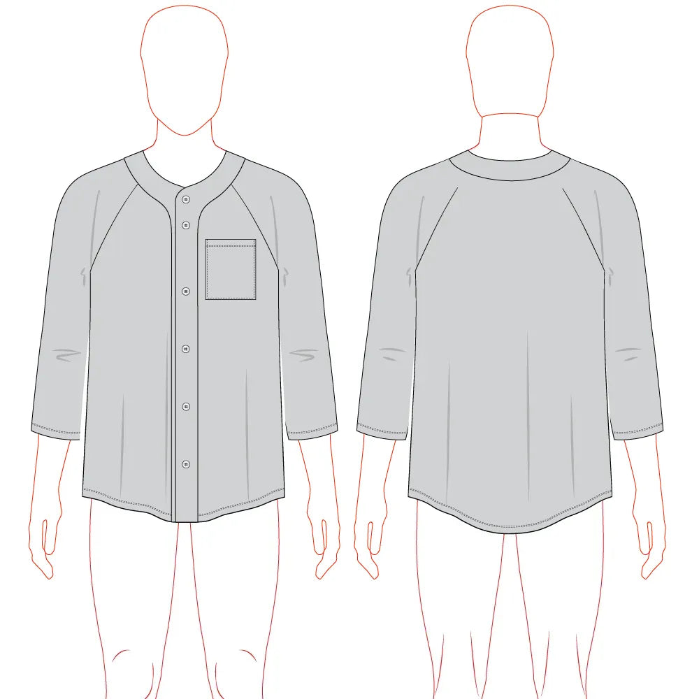Men's Raglan Sleeve Baseball Jersey Pattern & Tech Pack - Customer's Product with price 99.00 ID RoE3Hfnbpyr3TFlPN27-61Ui